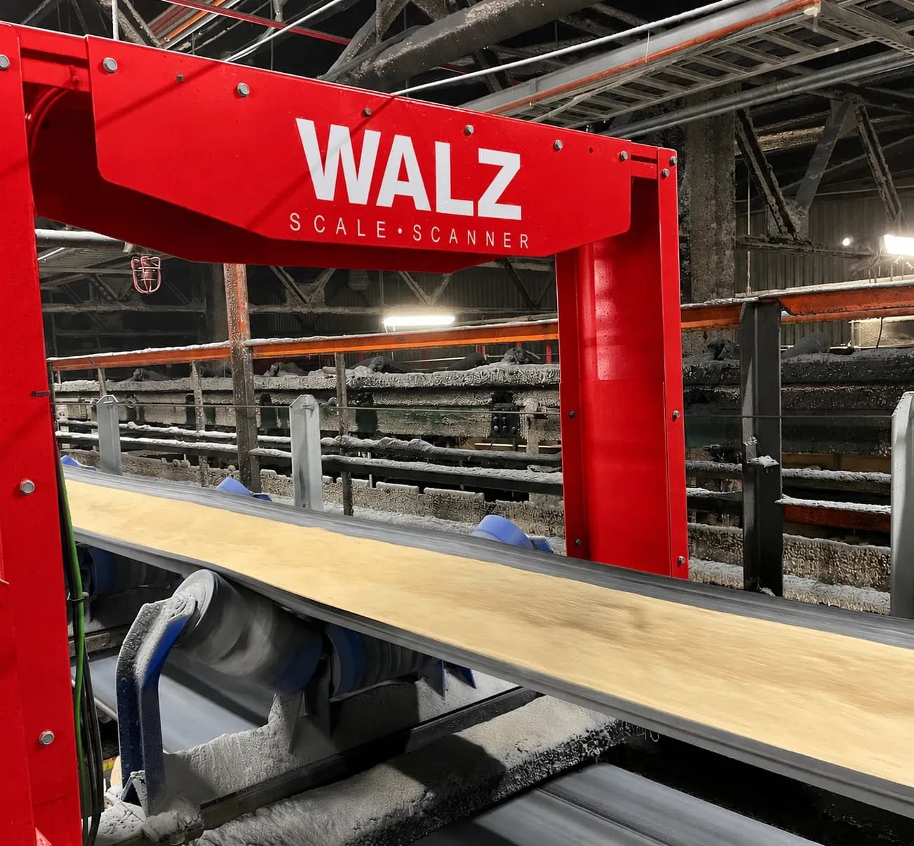 Walz WBS Conveyor Belt Volumetric Scanner System in use.